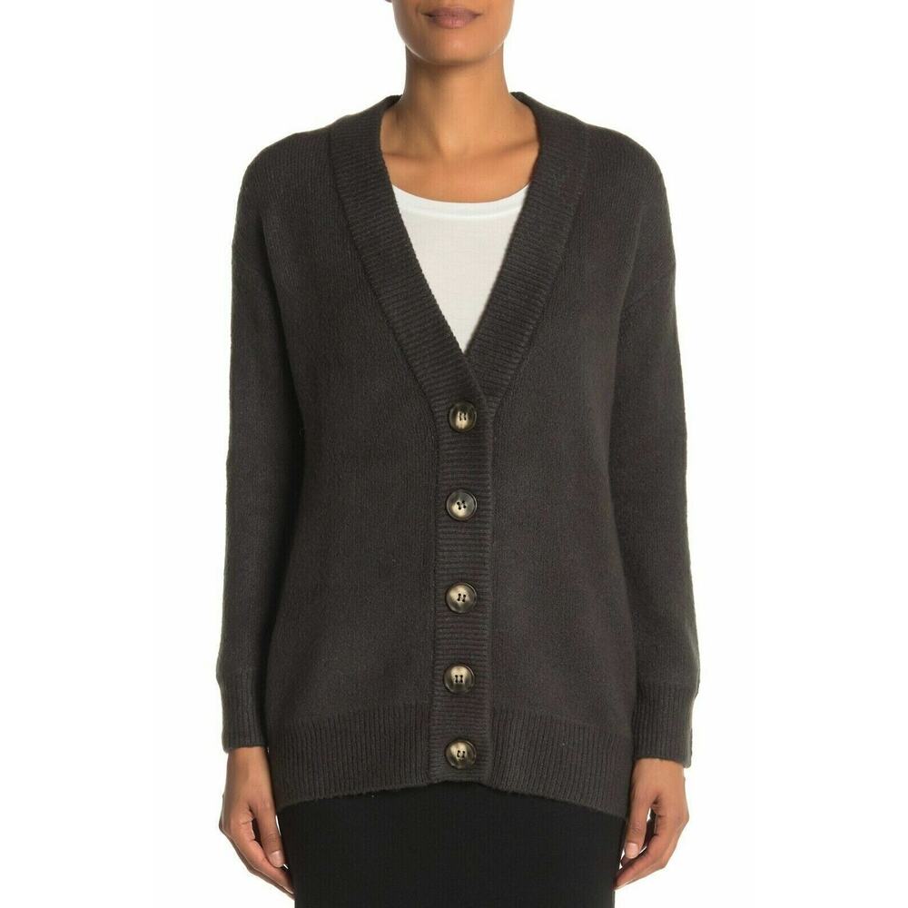 Catherine Malandrino Button Front‎ Slouchy Cardigan Heather Graphite Small $88